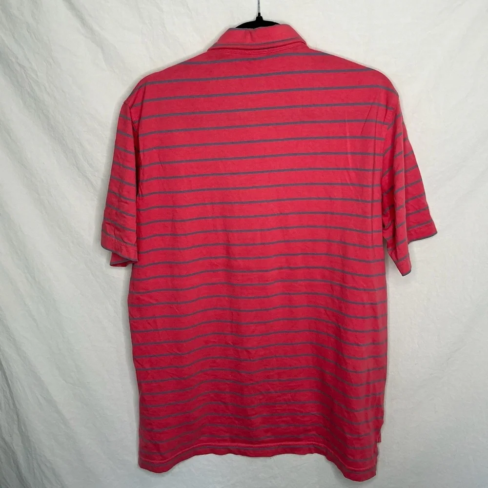 Sid Mashburn Polo Shirt Mens‎ Medium Short Sleeve Cotton Preppy Pink Stripe READ